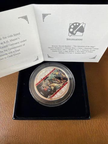 Cookeilanden. 20 Dollars 2013 Proof - Masterpieces of Art -