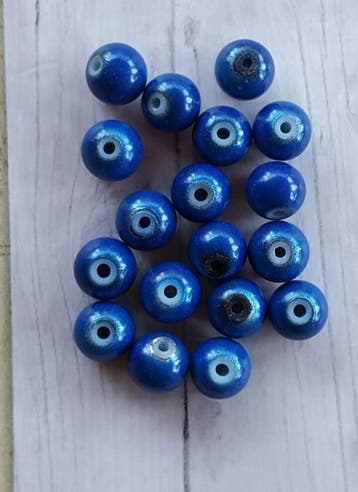 10 x 3D miracle kraal,  blauw rond 8mm gat c.a. 0,8 mm, Ophalen of Verzenden, Nieuw, Kraal