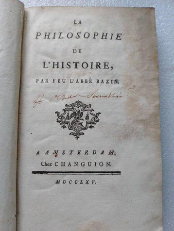 Voltaire (Bazin) - La philosophie de l’Histoire - 1765