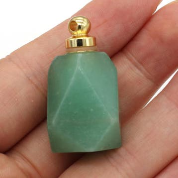 Gedenk hanger mini urn  edelsteen Aventurine goudkleur, Ophalen of Verzenden, Nieuw, Kraal