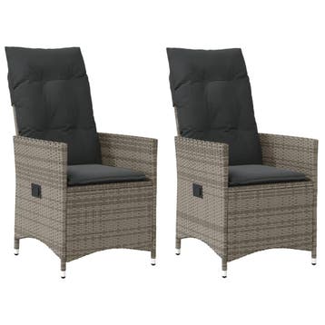 vidaXL Tuinstoelen 2 st verstelbaar met kussens poly rattan, Tuin en Terras, Tuinstoelen, Verzenden, Nieuw