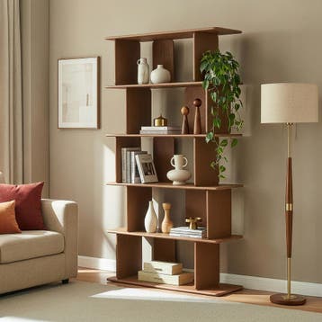 Boekenkast Gäljami met 5 vakken 180x100x35 cm walnootkleurig, Verzenden, Nieuw