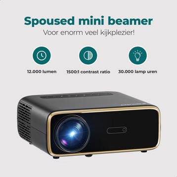 2dekans | Spoused Beamer - Full-HD - 12.000 Lumen - Streamen, Ophalen of Verzenden, Zo goed als nieuw, Spoused