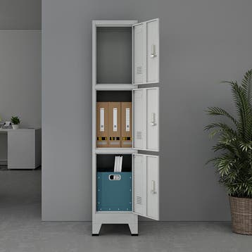 [en.casa] Lockerkast Joroinen 180x38x45 cm staal met 3 deure, Verzenden, Nieuw