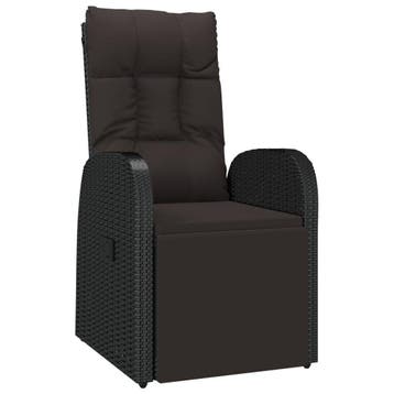 Luxe Loungestoel Tuin Zwart | Laatste Stuk! | Retourdeal, Ophalen of Verzenden, Zo goed als nieuw, Wicker, Verstelbaar