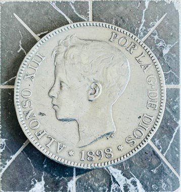 Spanje. Alfonso XIII. 5 Pesetas 1898*98 SGV (Zonder
