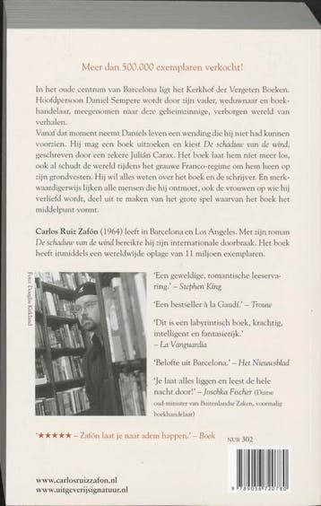 De schaduw van de wind / Het kerkhof der vergeten boeken / 1, Boeken, Verzenden, Gelezen, Carlos Ruiz Zafón