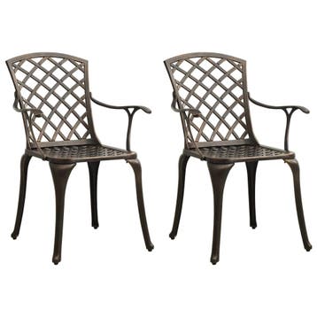 vidaXL Tuinstoelen 2 st gietaluminium bronskleurig, Tuin en Terras, Tuinstoelen, Verzenden, Nieuw, Aluminium