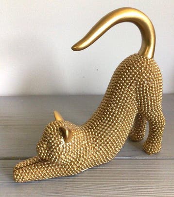 sculptuur, Gestrekte Kat - 13 cm - Hars