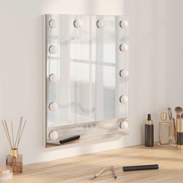 vidaXL LED Make-up Spiegel Wit 44 x 10 x 53 cm Glas en Staal, Sieraden, Tassen en Uiterlijk, Verzenden, Nieuw, Wit