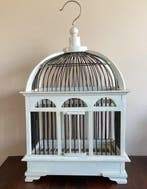Vintage Vogelkooi - Hout, IJzer - Decoratieve wit houten