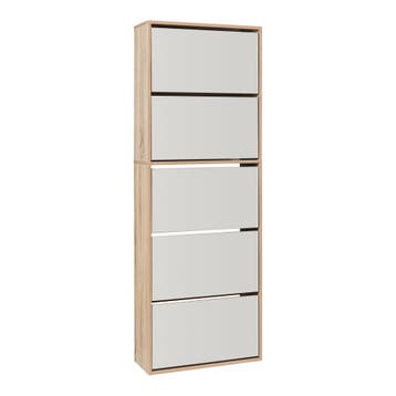 Schoenenkast Lund met 5 kleppen spiegeldeuren sonoma eikenkl, Verzenden, Nieuw