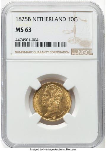 Nederland. Willem I. 10 Gulden 1825 B; MS 63