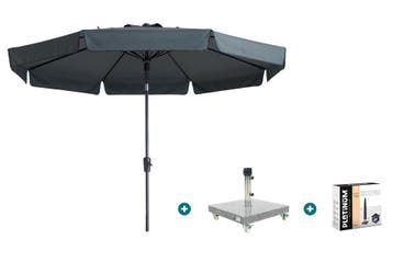 Madison Flores Luxe stokparasol Ø300 cm. - Grey + Sevilla, Verzenden, Nieuw, Parasolvoet, Kantelbaar