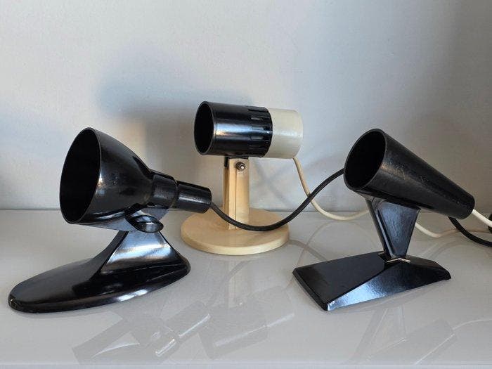 Industrialne lampy stoowe, design z poowy XX wieku,, Antiek en Kunst, Antiek | Wandborden en Tegels