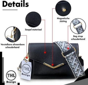THL Design Kleine Dames schoudertas Bag Strap Brede Band, Sieraden, Tassen en Uiterlijk, Tassen | Damestassen, Verzenden, Nieuw