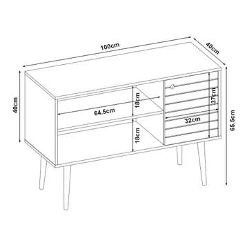 Tv meubel Vare 100x40x66 cm wit geel en walnootkleurig [en.c, Verzenden, Nieuw