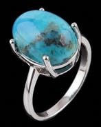 Turquoise - Zilver, La Gemme des Pharaons – Turkoois Ring -
