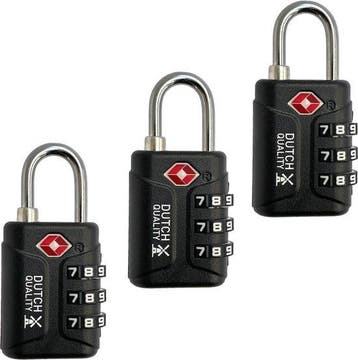 TSA Kofferslot 3-Cijferig - Cijferslot - Reisslot (3-pack) -, Verzenden, Nieuw