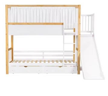 Kinderstapelbed 90x200 cm met glijbaan en 2 opberglades, Verzenden, Nieuw