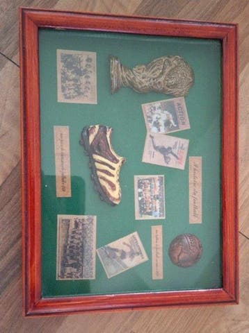 shadow box calcio, vintage voetbalmemorabilia-display met, Nieuw