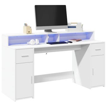 vidaXL Bureau met LED-verlichting 160x55x91 cm bewerkt hout, Huis en Inrichting, Verzenden, Nieuw