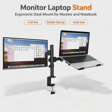 Ergonomische Monitor & Laptop Bureau Mount - Dubbele Arm met, Computers en Software, Verzenden, Nieuw