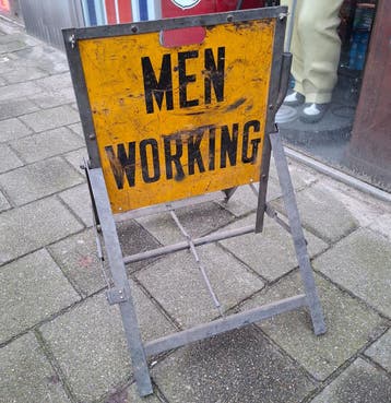 Men Working Verkeersbord - Origineel, Ophalen, Gebruikt