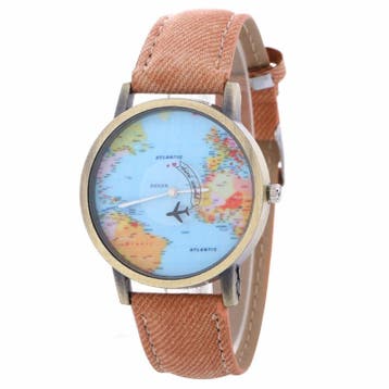 Fako - Horloge - Mini World - Vliegtuig - Lichtbruin, Verzenden, Nieuw
