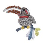 Fako Bijoux - Broche - Vogel - Toekan - 29x41mm - Grijs, Verzenden, Nieuw