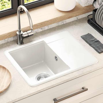 vidaXL Wasbak 80% Kwarts en 20% Hars 560 x 460 mm Wit, Verzenden, Nieuw