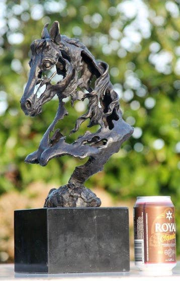 Beeld, abstact horse head - 40 cm - brons marmer