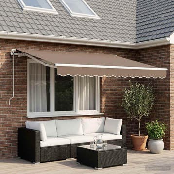 vidaXL Uitschuifbare luifel Taupe 400 × 300 cm Polyester, Verzenden, Nieuw