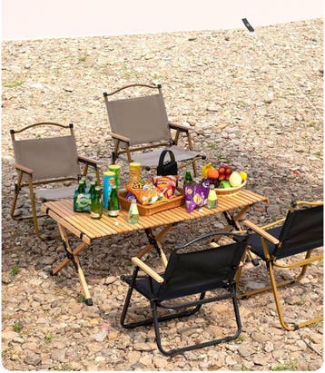 NIVADA Campingstoel 2pcs Beige - Opvouwbaar - 120kg, Caravans en Kamperen, Kampeermeubelen, Ophalen of Verzenden, Nieuw