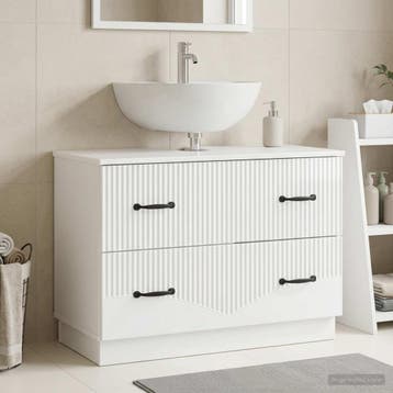 vidaXL Badkamer wastafelkast HOORN Hoogglans Wit 82 x 41 x, Verzenden, Nieuw, Wastafelkast