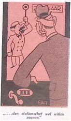 De stationschef op spotprent (lijst optie, Lithos), Verzenden