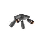 Plafondspot gunmetal GU10 50mm vierkant 4-lichts - Stanley, Verzenden, Nieuw, Modern