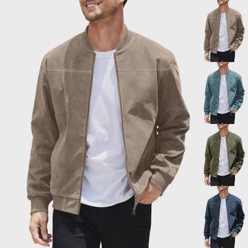 Herfst Suede Pilot Jas voor Mannen - Casual Mode met Opstaan, Verzenden, Nieuw