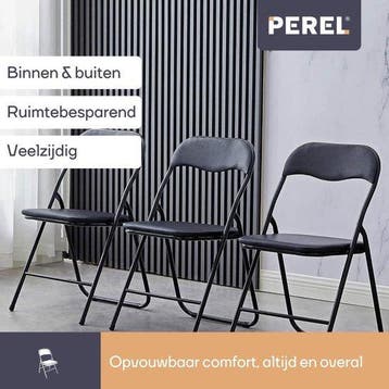 2dekans | Perel Klapstoel, inklapbaar, weerbestendig,, Ophalen of Verzenden, Zo goed als nieuw, Zwart