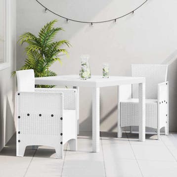 vidaXL Tuin Eetset 3 st Wit Polypropyleen, Tuin en Terras, Verzenden, Nieuw, 3 zitplaatsen