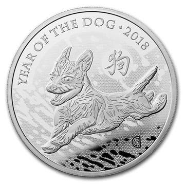 Lunar (UK) - Year of the Dog - 1 oz 2018, Verzenden, Losse munt, Zilver