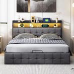 Gestoffeerd Bed met LED, USB-poort en Hydraulische Lades, Huis en Inrichting, Slaapkamer | Bedden, Verzenden, Nieuw