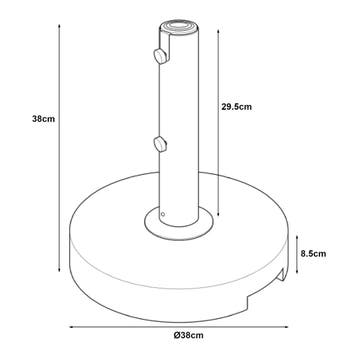 Parasolvoet Bomba parasolhouder graniet rond Ø38x8,5 cm casa, Tuin en Terras, Verzenden, Nieuw