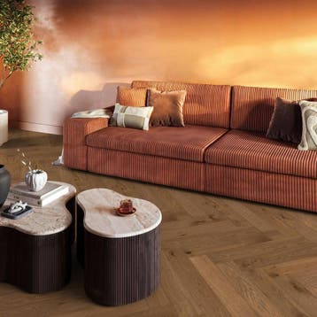 Floorlife Encino Visgraat Eiken Parket - Rustiek Cognac - 14, Doe-het-zelf en Verbouw, Vloerdelen en Plavuizen, Ophalen of Verzenden