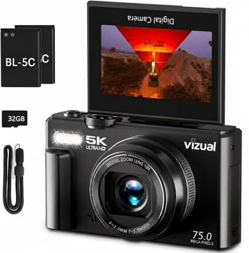 Vizual Digitale Camera - 75MP - 5K 30FPS - incl. 32gb SD, Ophalen of Verzenden, Zo goed als nieuw
