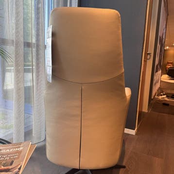 Relaxfauteuil Blomira - Leder Beige - Large - IN.HOUSE, Nieuw, Ophalen of Verzenden, Modern, 50 tot 75 cm