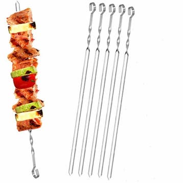 Merkloos Grillspiezen - RVS - 38 cm - Set van 5 - Zilver, Ophalen of Verzenden, Nieuw