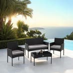 Wicker tuinset Palese voor 4 personen - zwart, Verzenden, Nieuw