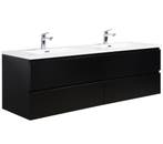 Badkamermeubel Set Angela 160cm Mat Zwart Badmeubel, Verzenden, Nieuw, Wastafelkast