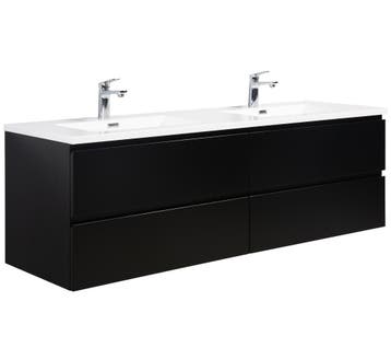 Badkamermeubel Set Angela 160cm Mat Zwart Badmeubel, Verzenden, Nieuw, Wastafelkast